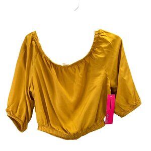 Shosho Crop Top M Mustard Yellow Gold Off Shoulder Boho Peasant NWT